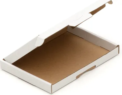 An open white cardboard box with a brown interior, shown against a white background.