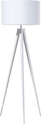 Produktbild von BELIANI Stehlampe Weiß Metall 156 cm runder Stoffschirm Dreibeinig langes Kabel mit Schalter Modernes Design