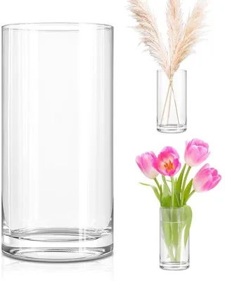 Obrázek produktu pro Moderní skleněná váza, výška 30 cm, kulatá, na stolní dekorace s květinami