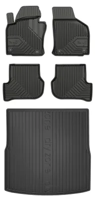 Productafbeelding van Rubberen automatten + kofferbakmat voor Volkswagen Golf VI 2008-2016 (stationwagen) – 5-delig, zwart, op maat – Wielganizator