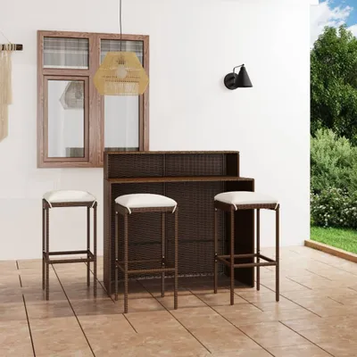 Imagen del producto de Conjunto de jardín de 4 piezas "The Living Store" con cojines, color marrón