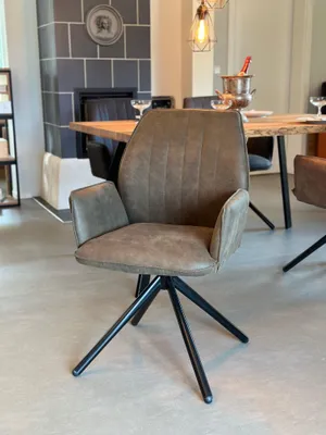 Produktbild von City Preston Esszimmerstuhl – Drehbarer Stuhlsessel mit Armlehnen & Vintage Antiklederoptik.Farbe:Preston 38 Dunkelgrün