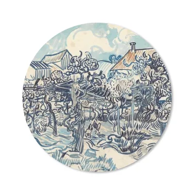 Produktbild von MuchoWow® Mauspad Mousepad Alter Weinberg mit Bäuerin - Vincent van Gogh 30x30 cm - Mousepads - Maus Mat - Pad - Mausunterlage - Tischunterlage - Schreibtischmatten