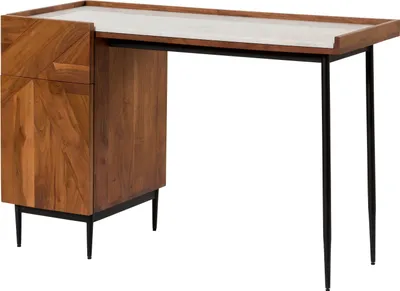 Image de MASSIVMOEBEL24 | Bureau en bois d'Acacia 120x47x77 naturel / blanc laqué Karlstad #18