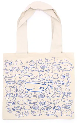 Productafbeelding van Grote katoenen zakken - 38x42 cm - Zeewezens motief - 280 gram