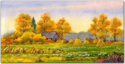 Produktbild von Coloray Bild aus Acryl 120 cm x 60 cm - Dekoration Wohnzimmer Wanddekoration Gehärtetes Acryl Küche Acrylblock mit Bild - Gemälde Herbst Dorf