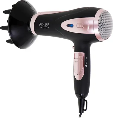 Image de Adler | Sèche-cheveux | AD 2248b ION | 2200 W | Nombre de réglages de température 3 | Fonction d'ionisation | Buse de diffusion | Noir/rose