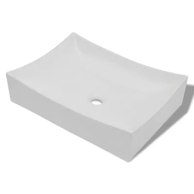 Image de vidaXL céramique porcelaine lavabo haute brillance blanc