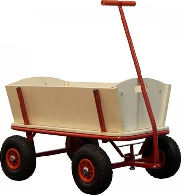 Immagine prodotto di Sunny Billy Beach Wagon / Carrello di legno semplice | Carrello con pneumatici in rosso | 94 x 61 x 97 cm