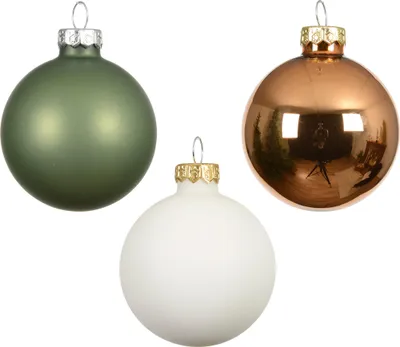 Produktbild von Weihnachtskugeln Glas 6cm x 20 Stück - Grün / Brandy Mix