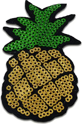Produktbild von Ananas Obst Frucht Mit Pailletten - Aufnäher, Bügelbild, Aufbügler, Applikationen, Patches, Flicken, Zum Aufbügeln, Größe: 8,3 x 4,8 cm