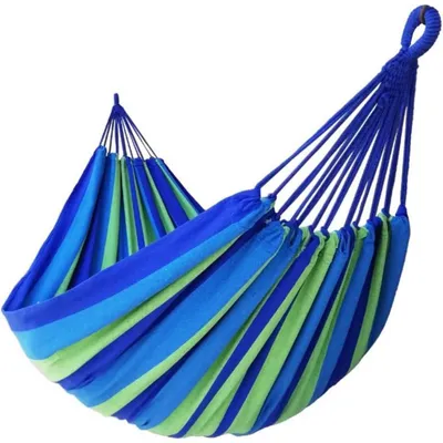 Produktbild von Doppelhängematte 2 Personen Baumwolle 250 x 160 cm Blau/Grün 300 kg Traglast
