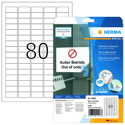 Produktbild von Etiketten A4 weiß 35,6x16,9 mm Movables/ablösbar Papier matt 2000 St.