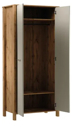 Produktbild von Garderobenschrank mit Kleiderstange Regal Holzschrank Kleiderschrank