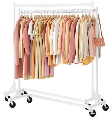 Image de Porte-vêtements sur roulettes, lot de 2, en métal, dimensions : 146 x 61 x 162 cm, idéal pour chambre