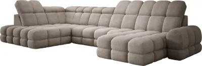 Obrázok produktu pre DomoHome rohová pohovka Tollo Sand Anthology látka ľavá strana 400x217x105 cm, pohovka v tvare U s funkciou spánku, základňa 120x85x17 cm, elektricky nastaviteľná