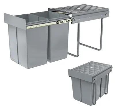 Productafbeelding van Inbouwafvalcontainer 2 x 15 Liter - Afvalscheidingssysteem - Uittrekbaar - Ruimtebesparend ontwerp