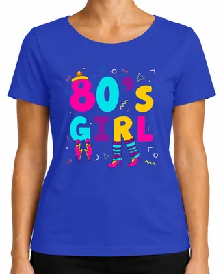 Obrázek produktu pro 80's GIRL 80s Retro Neon 80s Memphis Legwarmers Earrings Dámské tričko, modrá, S