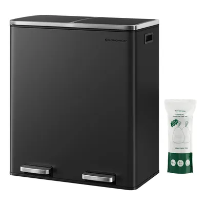 Produktbild von Dvojitý Odpadkový Koš, 2 Nádoby Na Kuchyňský Odpad A Recyklaci, Objem 2 X 30 L S 15 Sáčky Na Odpad, Kovový Koš