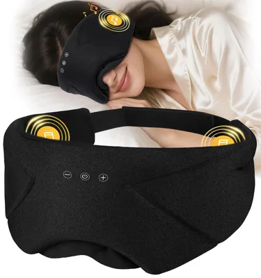 Produktbild von Bluetooth-Schlafmaske mit Kopfhörern für Damen und Herren, vollständig verdunkelnde Schlafmaske mit Reißverschluss, weiche Schlafkopfhörer für Komfort die ganze Nacht, ideal für Reisen und zum Schlafen.