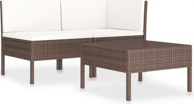 Obrázek produktu pro vidaXL 3dílná zahradní lounge souprava s polštáři Poly ratan hnědá