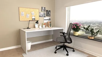Produktbild von Schreibtisch Nuvi, 160 cm x 80 cm x 75 cm, grau Nachbildung, inkl. Kabelkanal