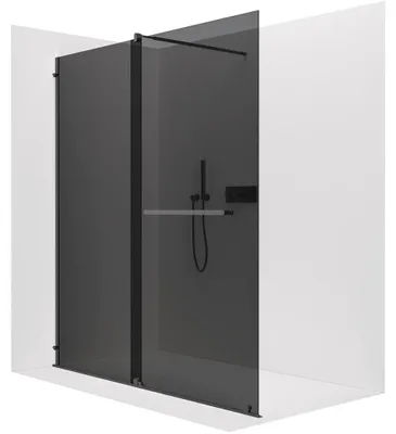 Obrázek produktu pro CERANO - Sprchová zástěna Walk-in Medin L/P - 8 mm - černá matná, grafitové sklo - 160x195 cm - dvoudílná posuvná