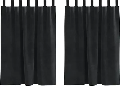 Image de vidaXL Rideaux occultants, 2 pièces, noir, 140 x 140 cm, en velours