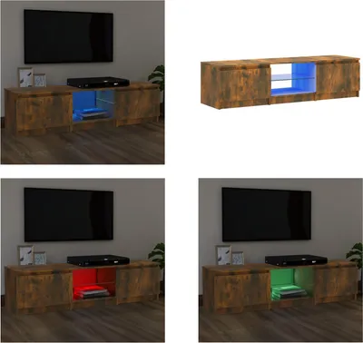 Produktbild von vidaXL TV Schrank mit LED Leuchten Räuchereiche 140x40x35,5 cm - TV-Schrank - TV-Schränke - TV-Ständer - Medienschrank