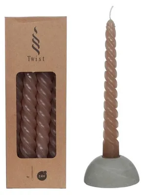Produktbild von Kerzen Gedreht Taupe | H: 19cm (4 Stück) [IFS-32232]