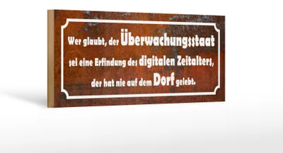 Produktbild von Holzschild Spruch 27x10cm wer glaubt Überwachungsstaat