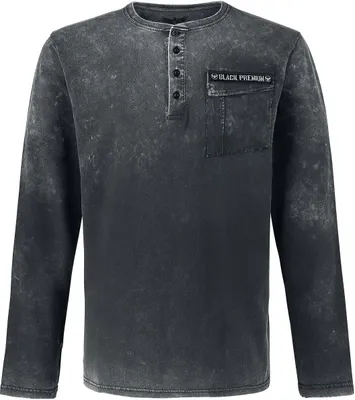 Produktbild von Black Premium by EMP Herren graues Vintage Langarmshirt - Brusttasche mit Patte und Patch L
