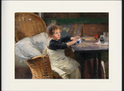 Zdjęcie produktu dla Helene Schjerfbeck Oprawiony obraz z delikatnym passe-partout | obrazy ścienne | w ramie obrazu - Reconvalescence, 1888 (60 x 80 cm)