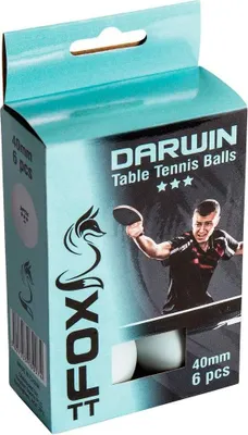 Obrázek produktu pro Míčky na stolní tenis Fox TT Darwin 3 Star 40 mm bílé 6 kusů