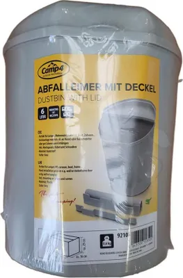 Produktbild von Camp4 Abfalleimer mit Deckel 6L Grau für Camper, Wohnmobil, Boot inkl. Montageset