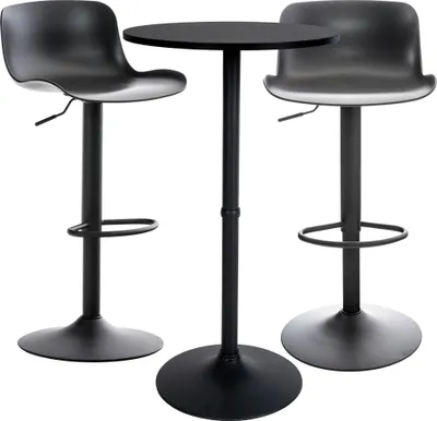 Produktbild von CLP Bartisch Set Medora mit 2 Barhockern schwarz