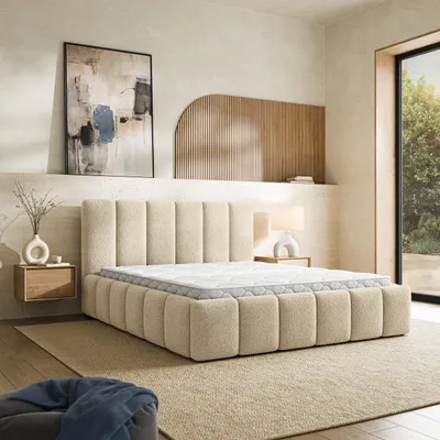 Produktbild von Masseno Polsterbett RANIS 160x200 cm, Polsterbett mit Bettkästen -Creme, QUELLE 02
