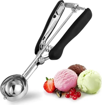 Produktbild von Eisportionierer Edelstahl 4,4 cm, Eislöffel Portionierer 30ml mit Auslöser und Komfortablem Griff Für Eiscremekugel, Backen, Melonenkugel