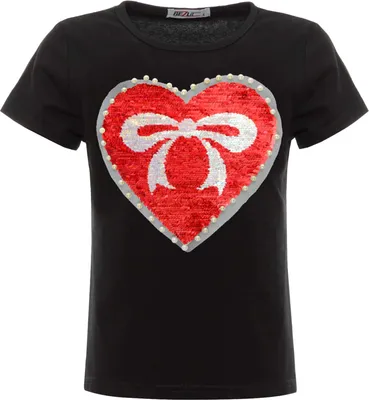 Produktbild von BEZLIT Mädchen Wende Pailletten T-Shirt mit einem Herz-Motiv Schwarz 122