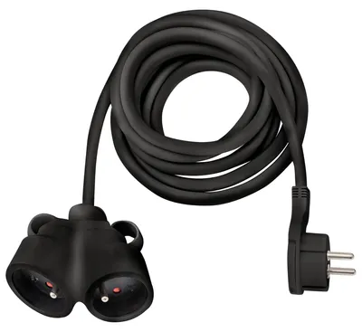 Imagen del producto de Cable de extensión Brennenstuhl de 3 metros con conector plano y doble enchufe (para uso en interiores), modelo 1161821213, color