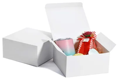 Immagine prodotto di Omgoods - Set di 25 scatole regalo bianche con coperchio, dimensioni 20x20x10 cm