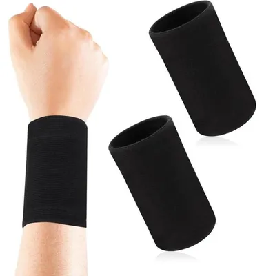 Produktbild von Set von 2 elastischen Baumwoll-Handgelenkbändern, schweißabsorbierend für Sport und Fitness