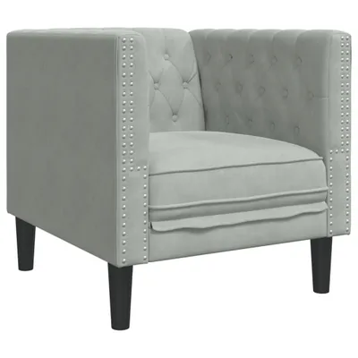 Image de Fauteuil Chesterfield gris clair velours
