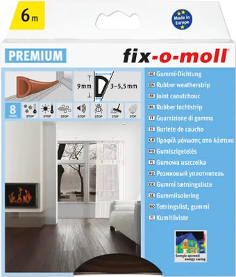 Produktbild von fix-o-moll D-Profildichtung selbstklebend braun 6 m 6 x 9 mm