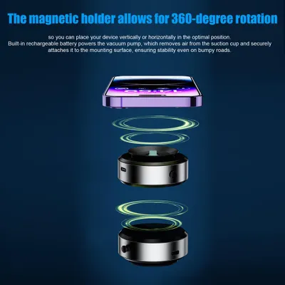 Produktbild von Auto-Saugnapf-Telefonhalter, magnetische Vakuumadsorption, Tablet-Halterung, 360° drehbar, universelle Windschutzscheibe, Armaturenbrett