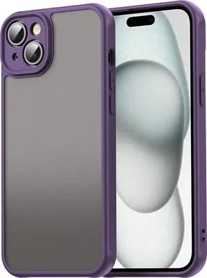 Produktbild von Matt Hülle für iPhone 15 Plus mit Kameraschutz, Transluzente Matt Rückseite Stoßfeste Handyhülle Lila