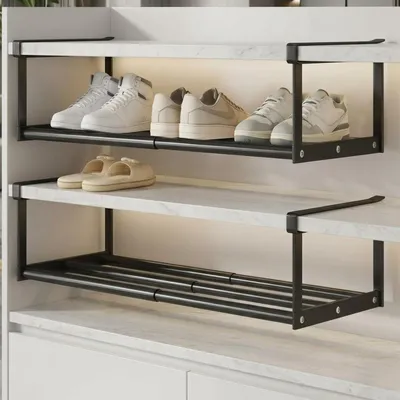 Immagine prodotto di Organizzatori per scarpe da appendere, 2 pezzi, regolabili, da 40 a 70 cm, in metallo, colore nero