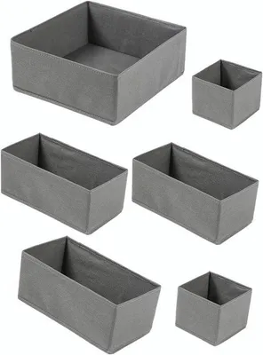 Produktbild von Famanu Set von 6 Stoff-Organizer für Schubladen - Multifunktional in Grau