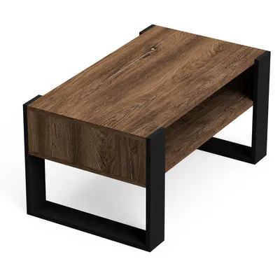 Produktbild von Couchtisch CORA Wohnzimmertisch aus Holzwerkstoff, Kaffeetisch, einfacher Aufbau, massiv und stabil, Tisch loft