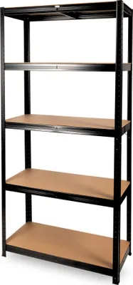 Produktbild von deluxe4home® Schwerlastregal 40x90x180 cm Schwarz I bis 875kg Traglast I Kellerregal aus Stahl I Lagerregal Lastenregal für Abstellraum Garage Küche